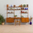 Danish Mid Century home office teak wall unit with a desk Cadovius style Preben Sorensen s