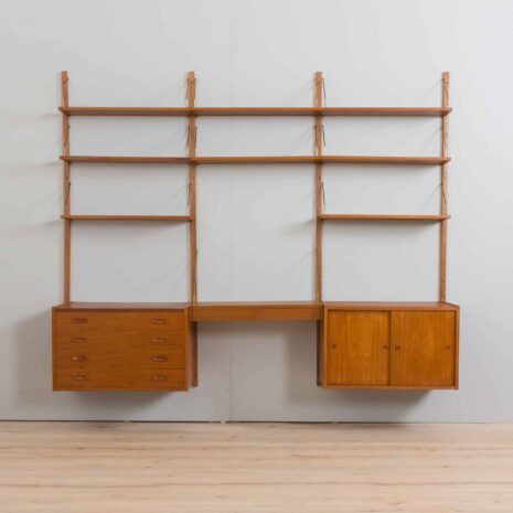 22191 Danish Mid Century home office teak wall unit with a desk Cadovius style, Preben Sorensen, 1960s-5 Danish Mid Century home office teak wall unit with a desk Cadovius style Preben Sorensen s