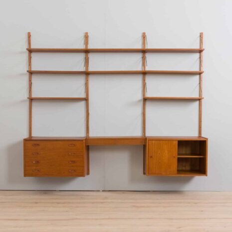 22191 Danish Mid Century home office teak wall unit with a desk Cadovius style, Preben Sorensen, 1960s-7 Danish Mid Century home office teak wall unit with a desk Cadovius style Preben Sorensen s