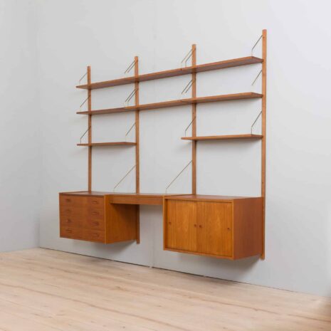 22191 Danish Mid Century home office teak wall unit with a desk Cadovius style, Preben Sorensen, 1960s-8 Danish Mid Century home office teak wall unit with a desk Cadovius style Preben Sorensen s