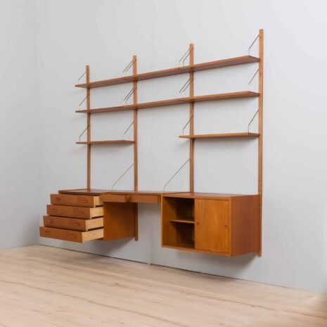 22191 Danish Mid Century home office teak wall unit with a desk Cadovius style, Preben Sorensen, 1960s-9 Danish Mid Century home office teak wall unit with a desk Cadovius style Preben Sorensen s