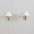 Pair of adjustable oak scissor lamps by Erik Hansen Danish Le Klint wall sconces