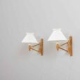 Pair of adjustable oak scissor lamps by Erik Hansen Danish Le Klint wall sconces
