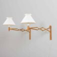 Pair of adjustable oak scissor lamps by Erik Hansen Danish Le Klint wall sconces