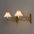 Pair of adjustable oak scissor lamps by Erik Hansen Danish Le Klint wall sconces