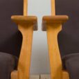 Pair of oak GE Hans Wegner easy lounge chairs in original upholstery Denmark s
