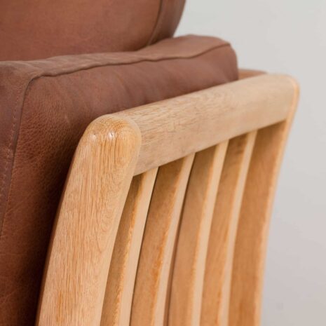 22215 Three seater Mid-Century Aniline Leather Sofa with oak frame Mogens Hansen, Denmark, 1970s-13 Three seater Mid Century Aniline Leather Sofa with oak frame Mogens Hansen Denmark s