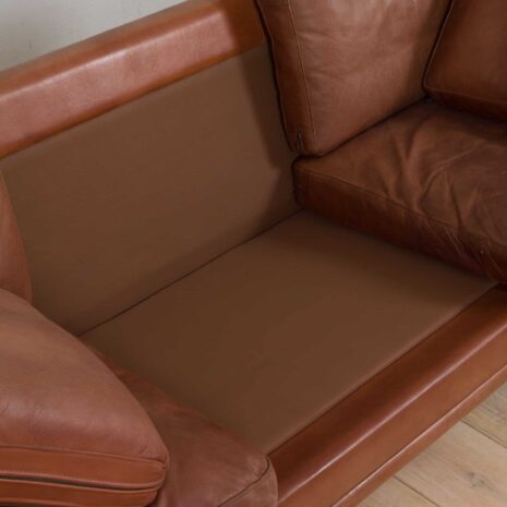 22215 Three seater Mid-Century Aniline Leather Sofa with oak frame Mogens Hansen, Denmark, 1970s-17 Three seater Mid Century Aniline Leather Sofa with oak frame Mogens Hansen Denmark s