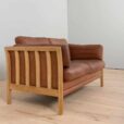 Two seater Mid Century Aniline Leather Sofa with oak frame Mogens Hansen Denmark s