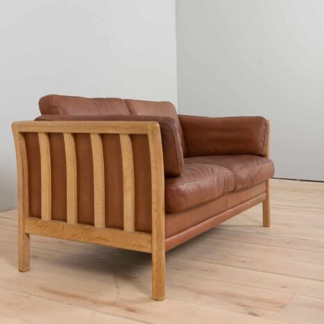 22216 Two seater Mid-Century Aniline Leather Sofa with oak frame Mogens Hansen, Denmark, 1970s-11 Two seater Mid Century Aniline Leather Sofa with oak frame Mogens Hansen Denmark s