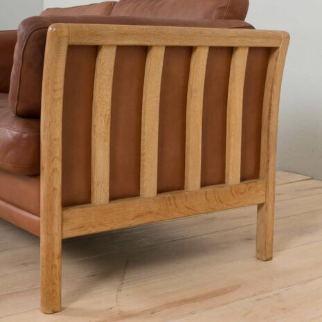 22216 Two seater Mid-Century Aniline Leather Sofa with oak frame Mogens Hansen, Denmark, 1970s-12 Two seater Mid Century Aniline Leather Sofa with oak frame Mogens Hansen Denmark s