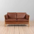 Two seater Mid Century Aniline Leather Sofa with oak frame Mogens Hansen Denmark s