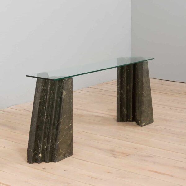 Marble and glass console table in the style of Carlo Scarpa Cattelan Italy s