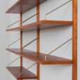 zmodyfikowano  Two bay Modular teak shelving system with a desk Cadovius wall unit