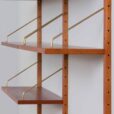 zmodyfikowano  Two bay Modular teak shelving system with a desk Cadovius wall unit