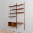 zmodyfikowano  Two bay Modular teak shelving system with a desk Cadovius wall unit