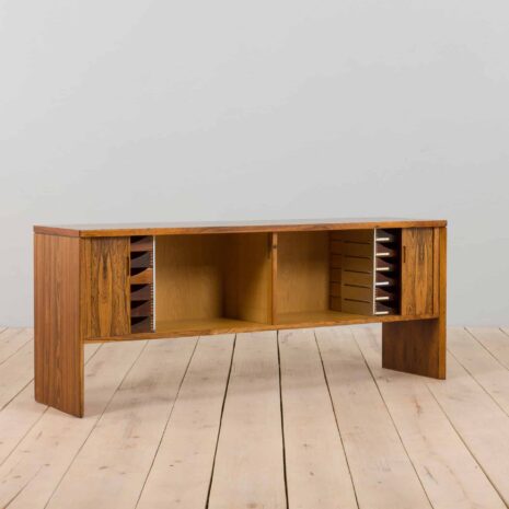 22135 Mid-Century Danish rosewood sideboard with sliding tambour doors, 1970s-12 Mid Century Danish rosewood sideboard with sliding tambour doors s