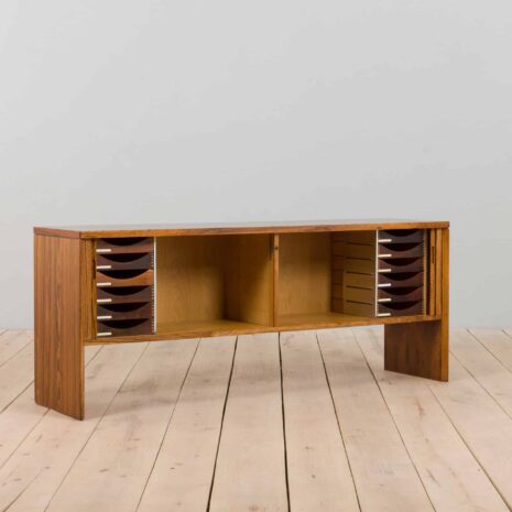 22135 Mid-Century Danish rosewood sideboard with sliding tambour doors, 1970s-14 Mid Century Danish rosewood sideboard with sliding tambour doors s