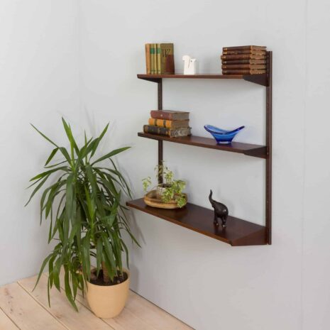 22157 Kai kristiansen, meuble mural en palissandre avec 3 étagères, Danemark, années 1960-3 Kai kristiansen rosewood wall unit with shelves Denmark s