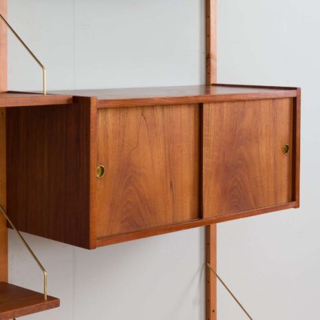 22195 Two bay teak wall unit with a home office desk and two cabinets in Cadovius style, PS System -Preben Sorensen for Randers, Denmark, 1960s-10 Two bay teak wall unit with a home office desk and two cabinets in Cadovius style PS System Preben Sorensen for Randers Denmark s