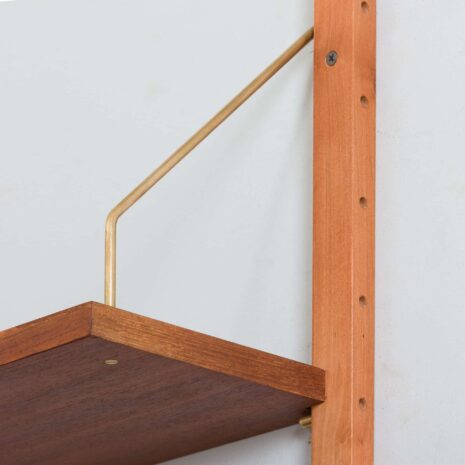 22195 Two bay teak wall unit with a home office desk and two cabinets in Cadovius style, PS System -Preben Sorensen for Randers, Denmark, 1960s-14 Two bay teak wall unit with a home office desk and two cabinets in Cadovius style PS System Preben Sorensen for Randers Denmark s