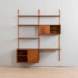 Two bay teak wall unit with a home office desk and two cabinets in Cadovius style PS System Preben Sorensen for Randers Denmark s