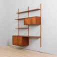 Two bay teak wall unit with a home office desk and two cabinets in Cadovius style PS System Preben Sorensen for Randers Denmark s