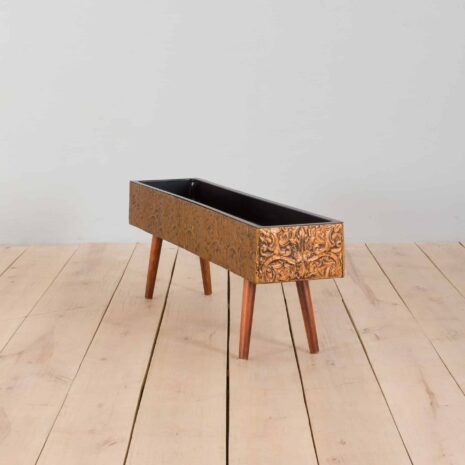 22249 Jardinière en cuivre scandinave vintage, 1980 90s-2 Vintage Scandinavian Copper Planter floor flower box s s