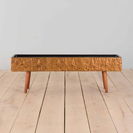 22249 Jardinière en cuivre scandinave vintage, 1980 90s-4 Vintage Scandinavian Copper Planter floor flower box s s