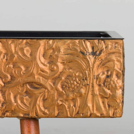 22249 Jardinière en cuivre scandinave vintage, 1980 90s-9 Vintage Scandinavian Copper Planter floor flower box s s