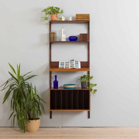 Royal Cadovius vinyl records cabinet with exposition display shelf and  shelves Poul Cadovius rosewood wall unit for Cado s