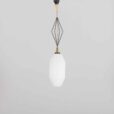K Geometric Pendant Lamp with white Lattimo Murano glass by Angelo Lelli for Arredoluce s