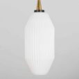 K Geometric Pendant Lamp with white Lattimo Murano glass by Angelo Lelli for Arredoluce s