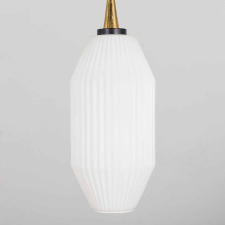 21378K Geometric Pendant Lamp with white Lattimo Murano glass by Angelo Lelli for Arredoluce, 1950s-5 K Geometric Pendant Lamp with white Lattimo Murano glass by Angelo Lelli for Arredoluce s