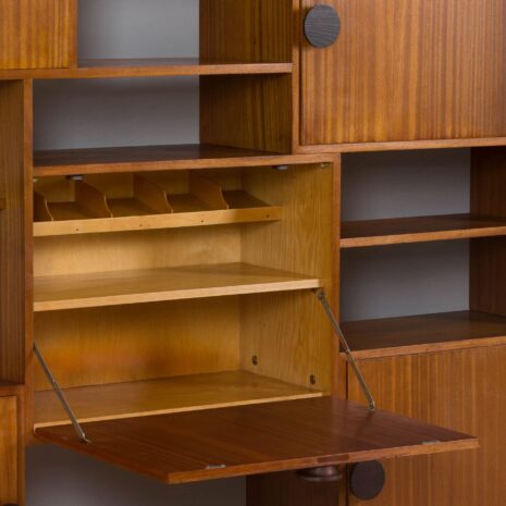 22079 Mid Century Cubist wall unit with a home office secretary desk and a bar cabinet, Italy 1960s-17 Mid Century Cubist wall unit with a home office secretary desk and a bar cabinet Italy s