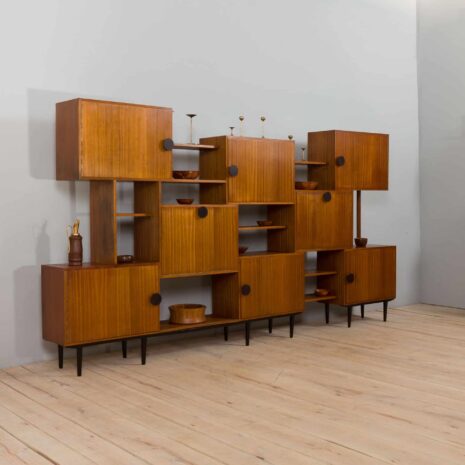 22079 Mid Century Cubist wall unit with a home office secretary desk and a bar cabinet, Italy 1960s-2 Mid Century Cubist wall unit with a home office secretary desk and a bar cabinet Italy s