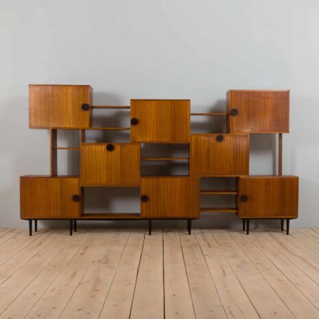 22079 Mid Century Cubist wall unit with a home office secretary desk and a bar cabinet, Italy 1960s-3 Mid Century Cubist wall unit with a home office secretary desk and a bar cabinet Italy s