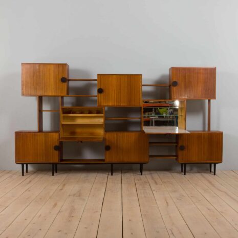 22079 Mid Century Cubist wall unit with a home office secretary desk and a bar cabinet, Italy 1960s-4 Mid Century Cubist wall unit with a home office secretary desk and a bar cabinet Italy s
