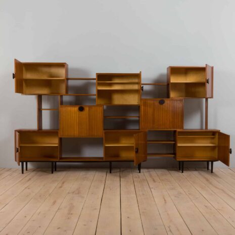 22079 Mid Century Cubist wall unit with a home office secretary desk and a bar cabinet, Italy 1960s-5 Mid Century Cubist wall unit with a home office secretary desk and a bar cabinet Italy s