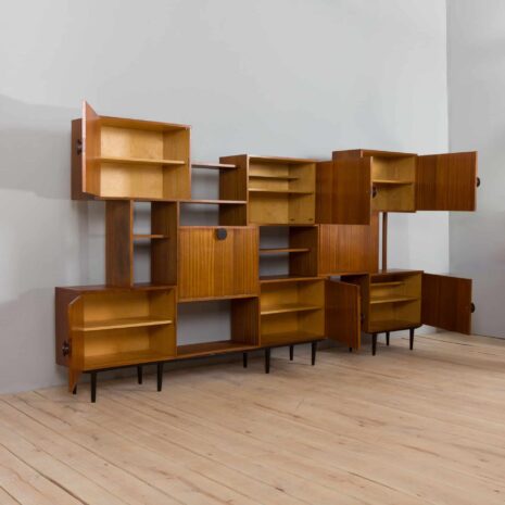 22079 Mid Century Cubist wall unit with a home office secretary desk and a bar cabinet, Italy 1960s-8 Mid Century Cubist wall unit with a home office secretary desk and a bar cabinet Italy s