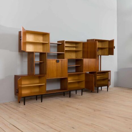 22079 Mid Century Cubist wall unit with a home office secretary desk and a bar cabinet, Italy 1960s-9 Mid Century Cubist wall unit with a home office secretary desk and a bar cabinet Italy s