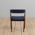 Set of reupholstered mid century Danish teak dining chairs by Th