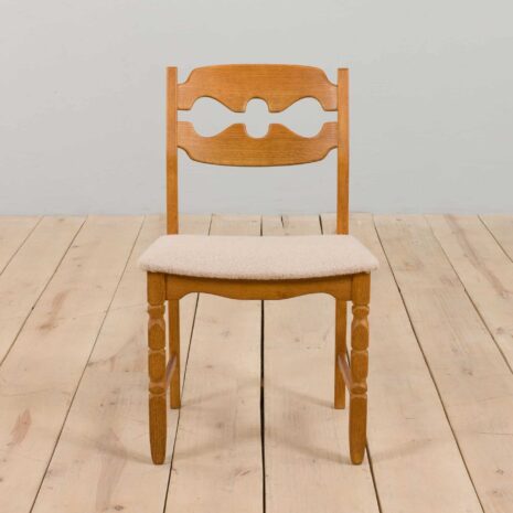 22217 Mid century Set of 8 Henning Kjaernulf razorblade oak dining chairs, Denmark, 1960s-3 Mid century Set of Henning Kjaernulf razorblade oak dining chairs Denmark s