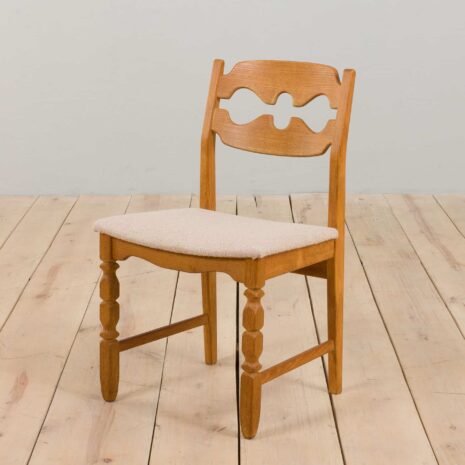 22217 Mid century Set of 8 Henning Kjaernulf razorblade oak dining chairs, Denmark, 1960s-4 Mid century Set of Henning Kjaernulf razorblade oak dining chairs Denmark s