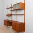 Three bay teak wall unit with  cabinets display shelf and home office desk by Preben Sorensen s HOLD  ametes z Etsy