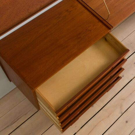 22257 Three bay teak wall unit with 3 cabinets, display shelf and home office desk by Preben Sorensen, 1960s - HOLD 4 ametes17 z Etsy-14 Three bay teak wall unit with cabinets display shelf and home office desk by Preben Sorensen s HOLD ametes z Etsy