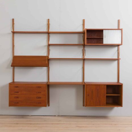 22257 Three bay teak wall unit with 3 cabinets, display shelf and home office desk by Preben Sorensen, 1960s - HOLD 4 ametes17 z Etsy-6 Three bay teak wall unit with cabinets display shelf and home office desk by Preben Sorensen s HOLD ametes z Etsy