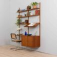 two bay teak wall unit with a desk by Preben Sorensen