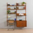 two bay teak wall unit with a desk by Preben Sorensen