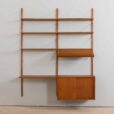 two bay teak wall unit with a desk by Preben Sorensen
